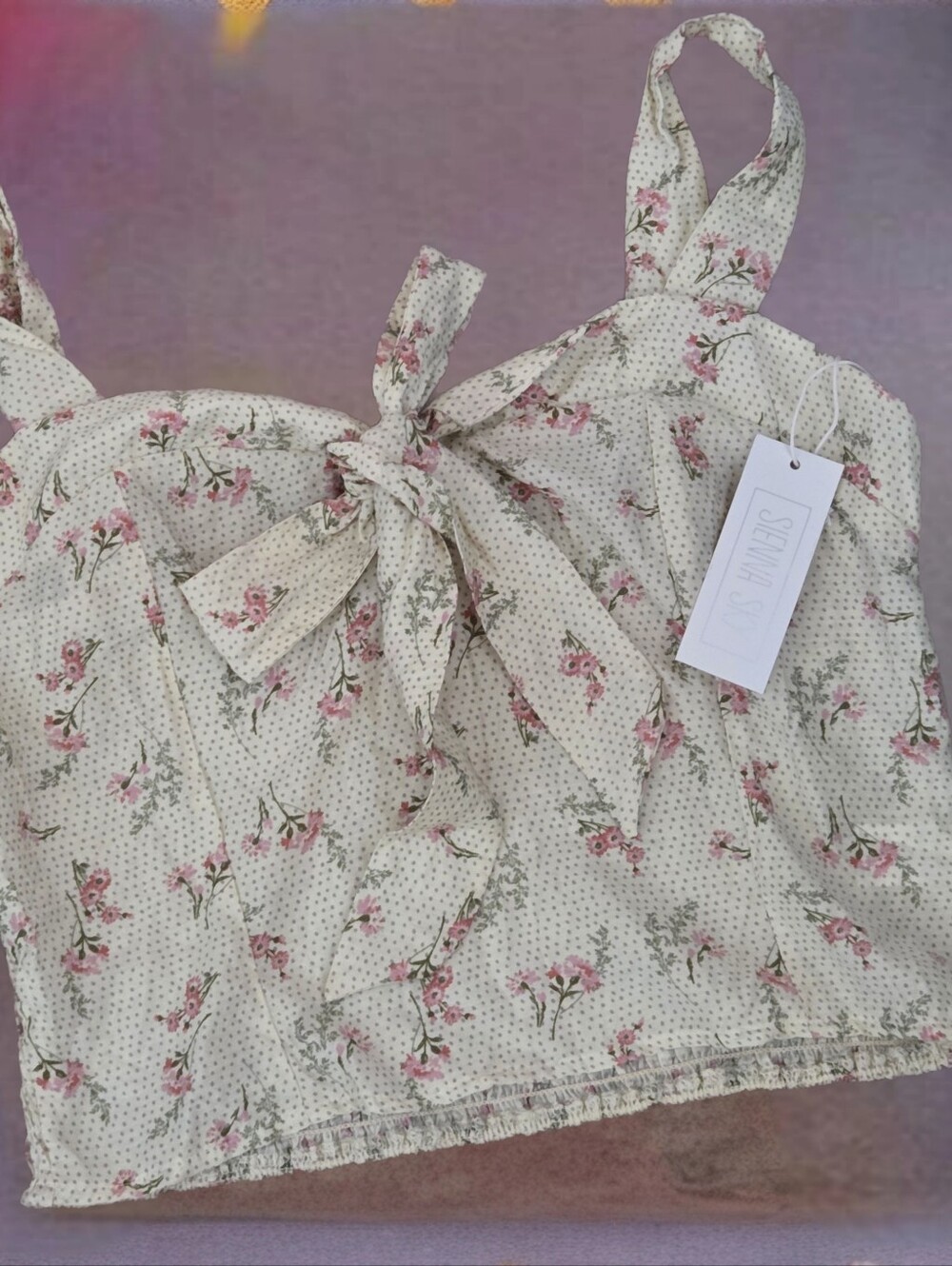 Sienna Sky Floral Tie Front Crop Top smoked blouse Women XL